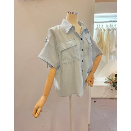 양포켓 롤업 카라 셔츠