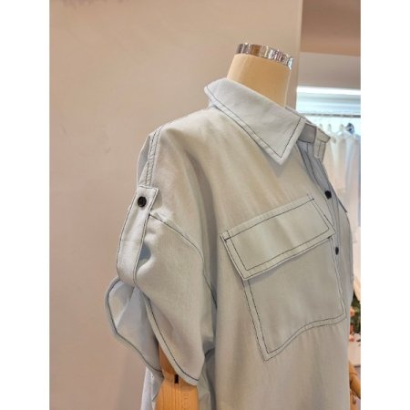 양포켓 롤업 카라 셔츠