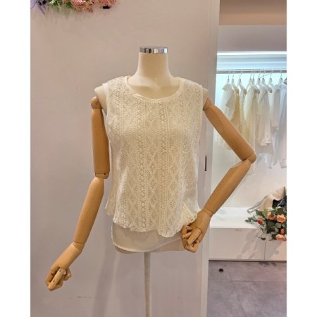 레이스 민소매 탑