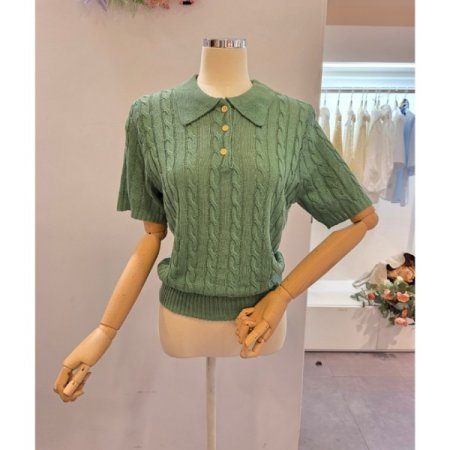 카라 미니 케이블 니트