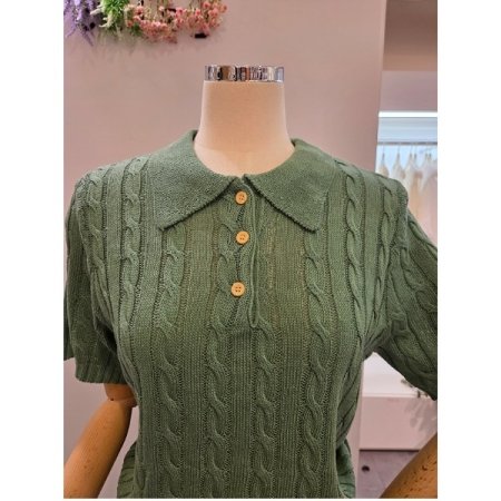 카라 미니 케이블 니트