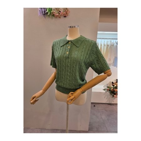 카라 미니 케이블 니트