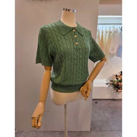 카라 미니 케이블 니트