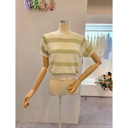 심플 배색 라운드 니트