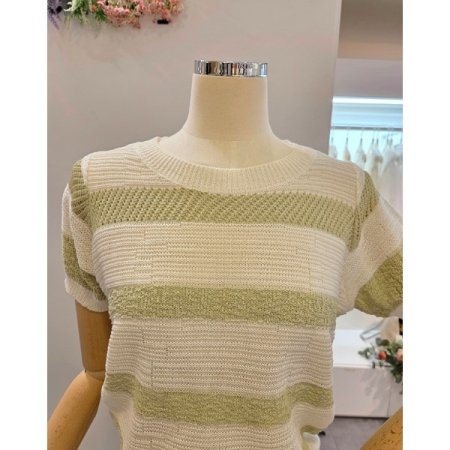 심플 배색 라운드 니트