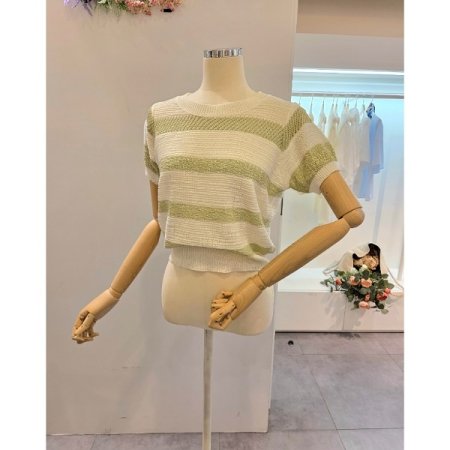 심플 배색 라운드 니트