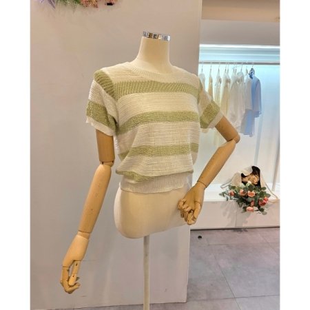 심플 배색 라운드 니트