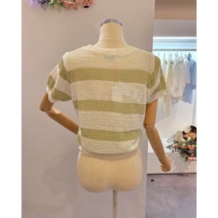 심플 배색 라운드 니트