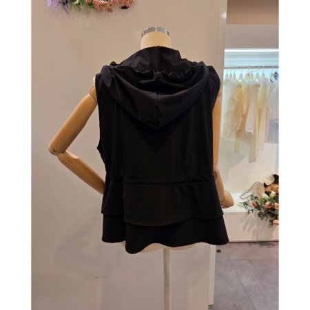 스트링 후드 베스트