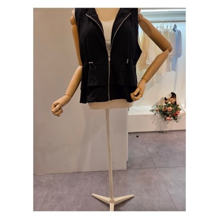 스트링 후드 베스트