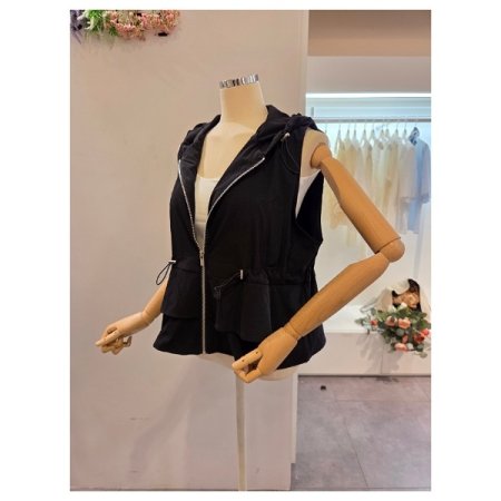 스트링 후드 베스트