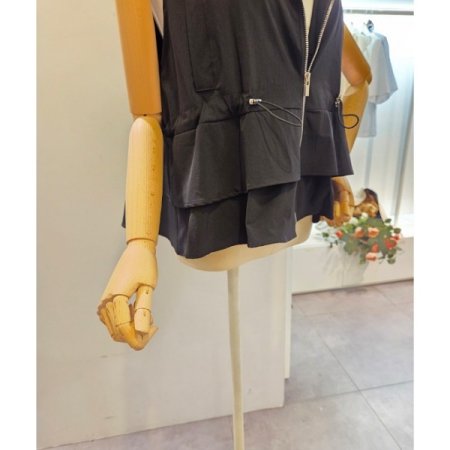 스트링 후드 베스트