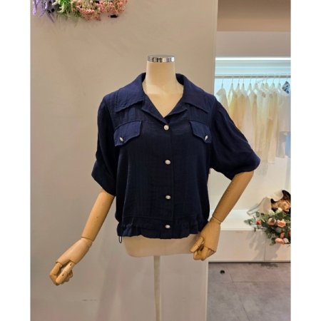 페이크 포켓 스트링 블라우스