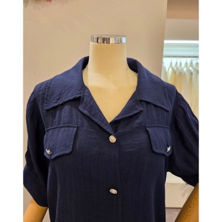 페이크 포켓 스트링 블라우스