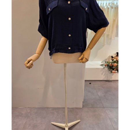 페이크 포켓 스트링 블라우스