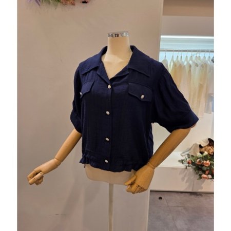 페이크 포켓 스트링 블라우스