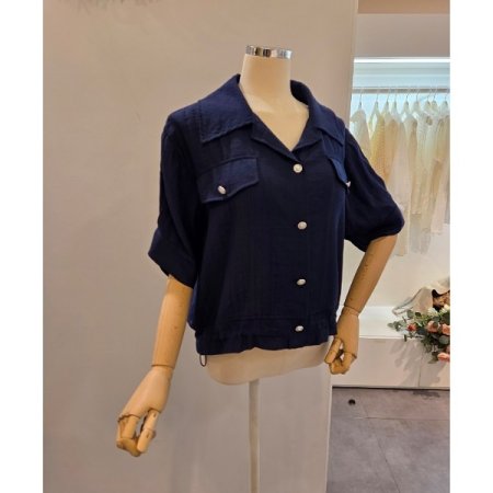 페이크 포켓 스트링 블라우스