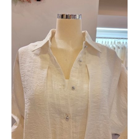 밑단 스트링 루즈핏 블라우스