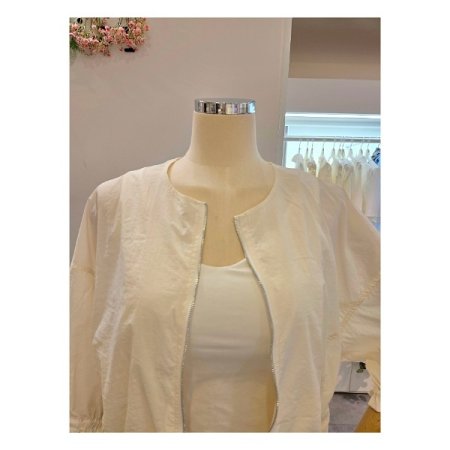 스트링 라운드넥 집업점퍼