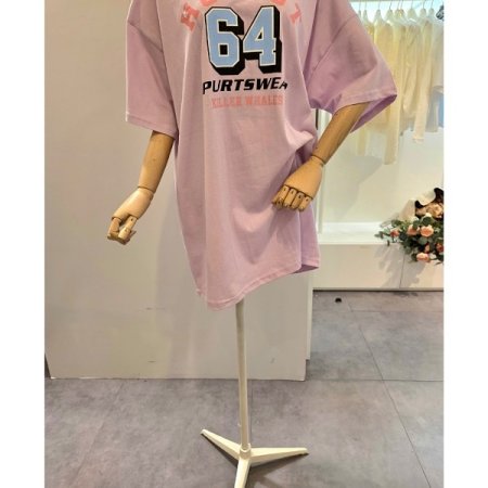 프린트 오버핏 라운드넥 원피스