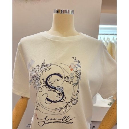 밑단 배색 스트링 티셔츠