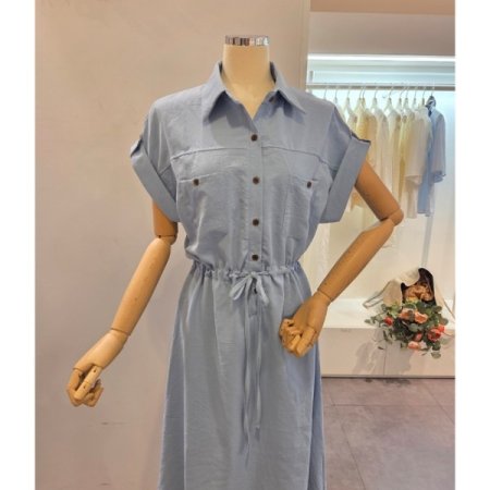 양포켓 허리 스트링 원피스