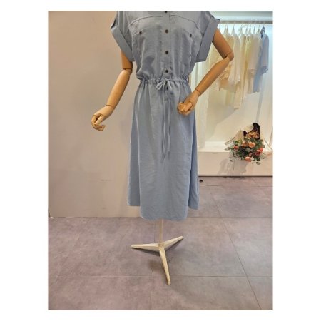 양포켓 허리 스트링 원피스