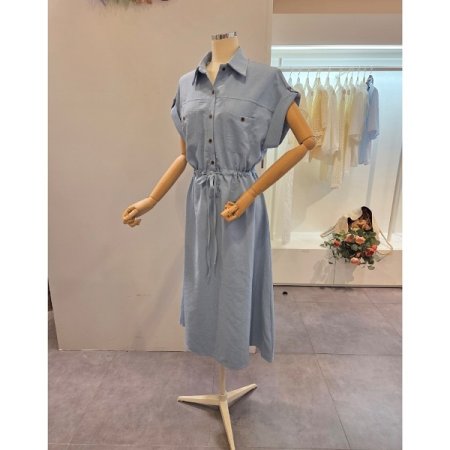 양포켓 허리 스트링 원피스