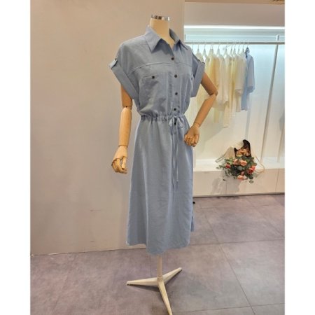 양포켓 허리 스트링 원피스