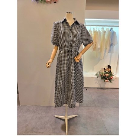 체크 스트링 원피스