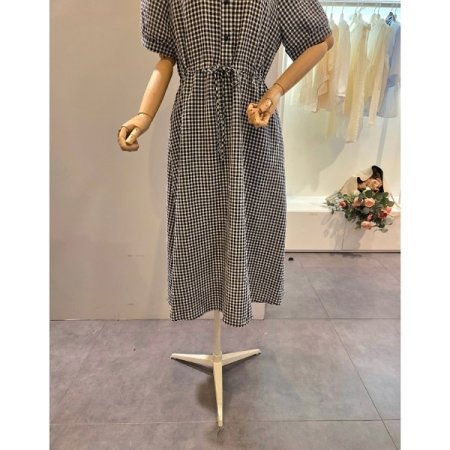 체크 스트링 원피스