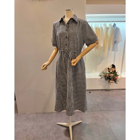 체크 스트링 원피스