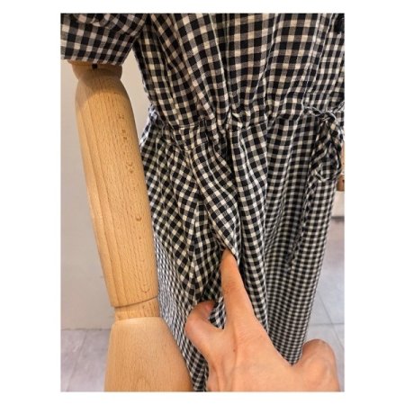 체크 스트링 원피스