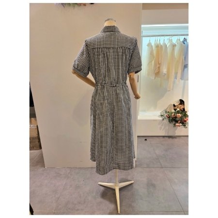 체크 스트링 원피스