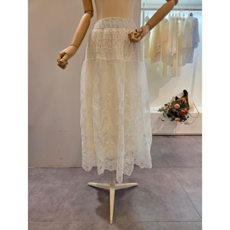 밴딩 꽃 레이스 스커트