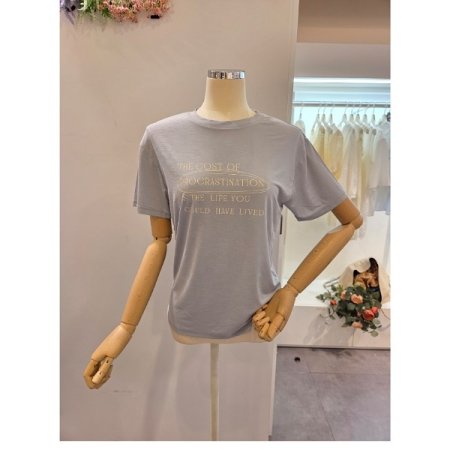 심플 레터링 라운드넥 티셔츠