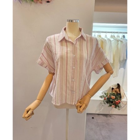 루즈핏 카라 줄지 셔츠