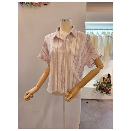 루즈핏 카라 줄지 셔츠