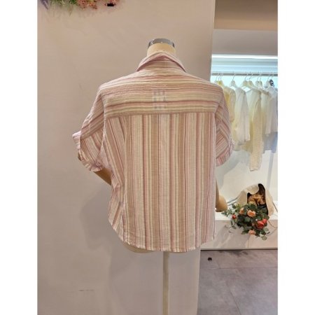 루즈핏 카라 줄지 셔츠