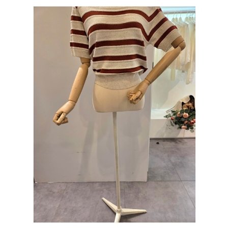 스퀘어넥 스트라이프 니트