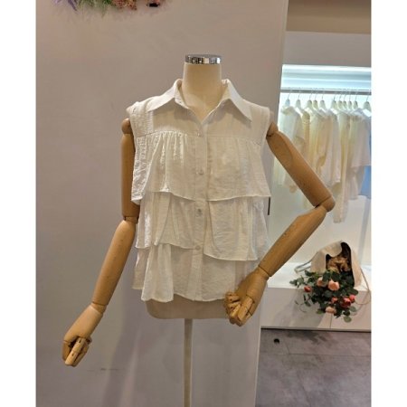 캉캉 프릴 민소매 블라우스