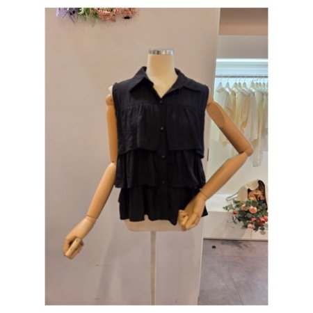 캉캉 프릴 민소매 블라우스