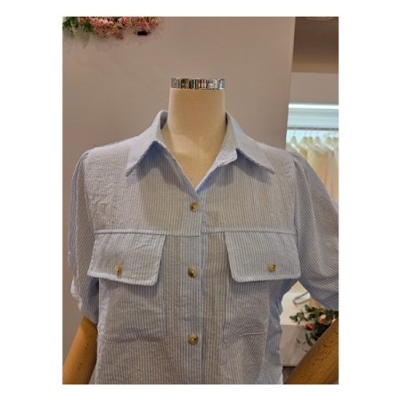 양 스트링 줄지 블라우스