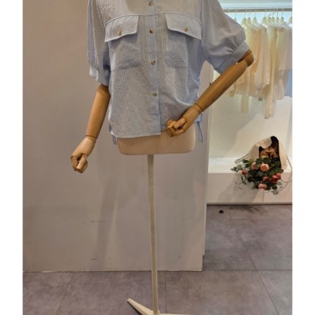 양 스트링 줄지 블라우스