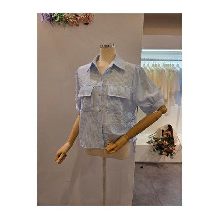 양 스트링 줄지 블라우스