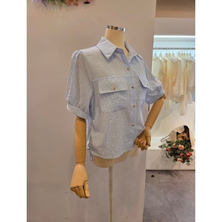 양 스트링 줄지 블라우스