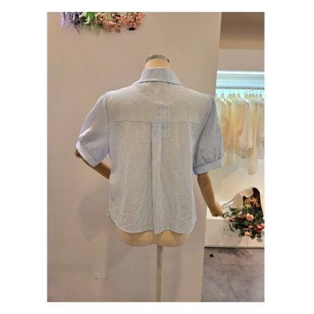 양 스트링 줄지 블라우스