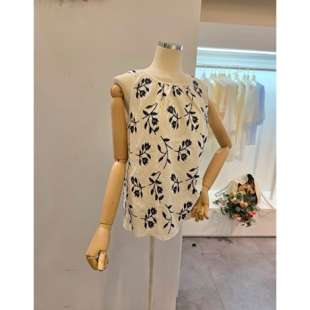 플라워 민소매 블라우스