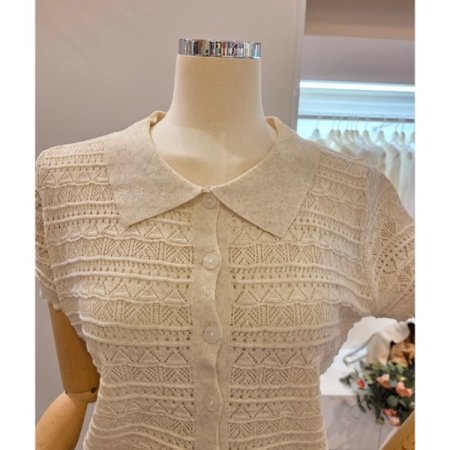 카라 반팔 가디건