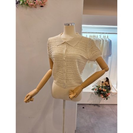 카라 반팔 가디건